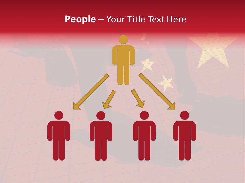 Silhouetted Pedestrians Overlaid With Chinese Flag PowerPoint Template