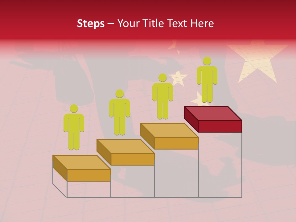 Silhouetted Pedestrians Overlaid With Chinese Flag PowerPoint Template