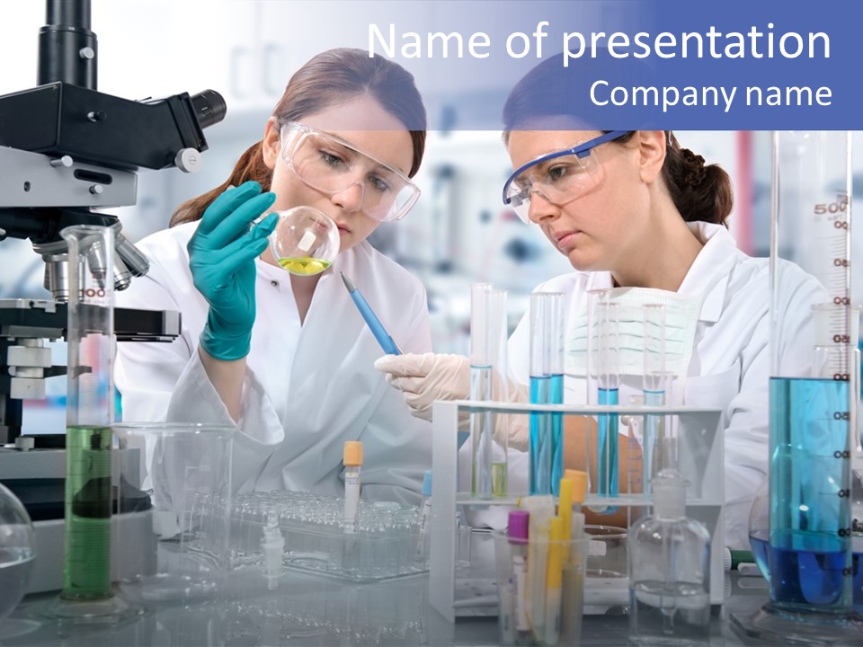 Of Scientists Working At The Laboratory PowerPoint Template
