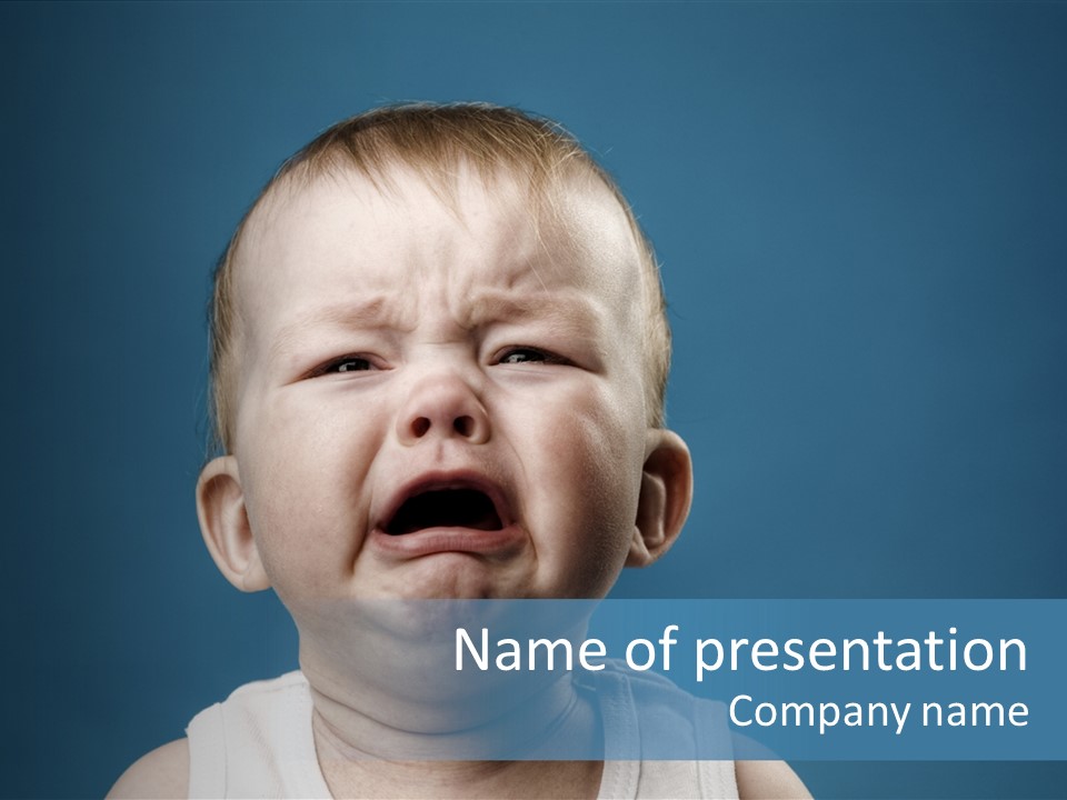 Photo Of Nine Month Baby Crying, Isolated PowerPoint Template