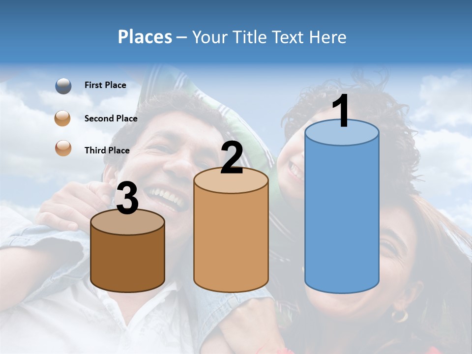 Happy Family Portrait Outdoors Smiling With A Blue Sky PowerPoint Template