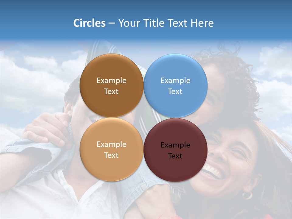 Happy Family Portrait Outdoors Smiling With A Blue Sky PowerPoint Template