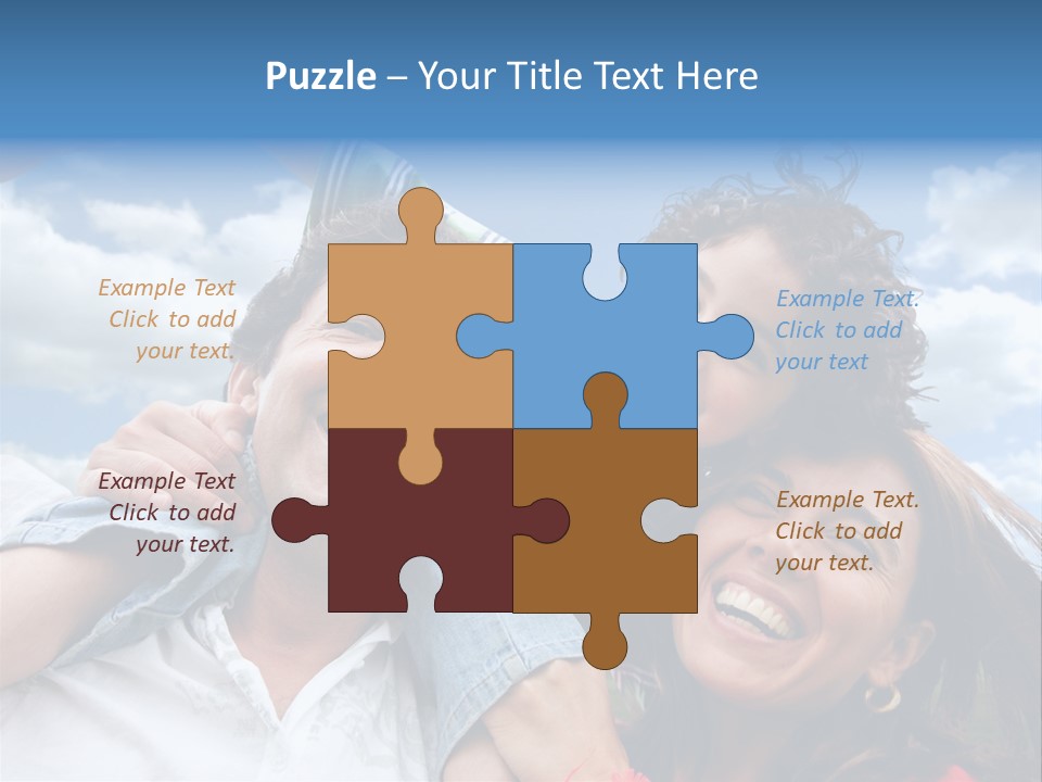 Happy Family Portrait Outdoors Smiling With A Blue Sky PowerPoint Template