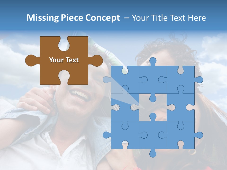 Happy Family Portrait Outdoors Smiling With A Blue Sky PowerPoint Template