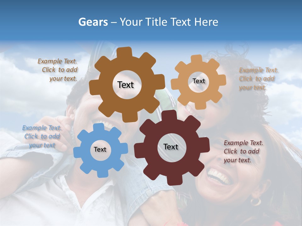 Happy Family Portrait Outdoors Smiling With A Blue Sky PowerPoint Template