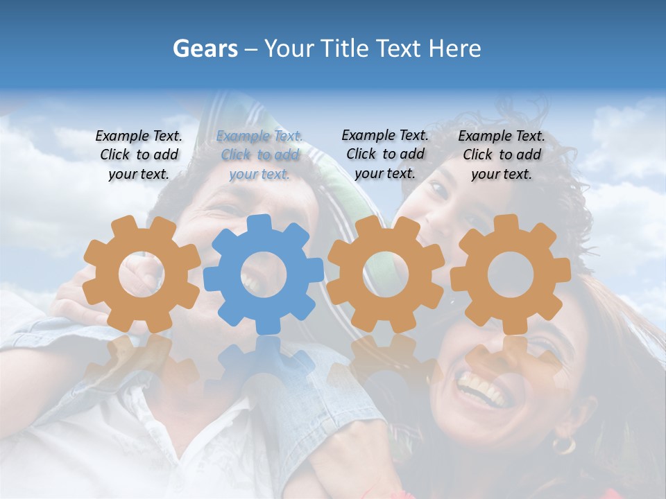 Happy Family Portrait Outdoors Smiling With A Blue Sky PowerPoint Template