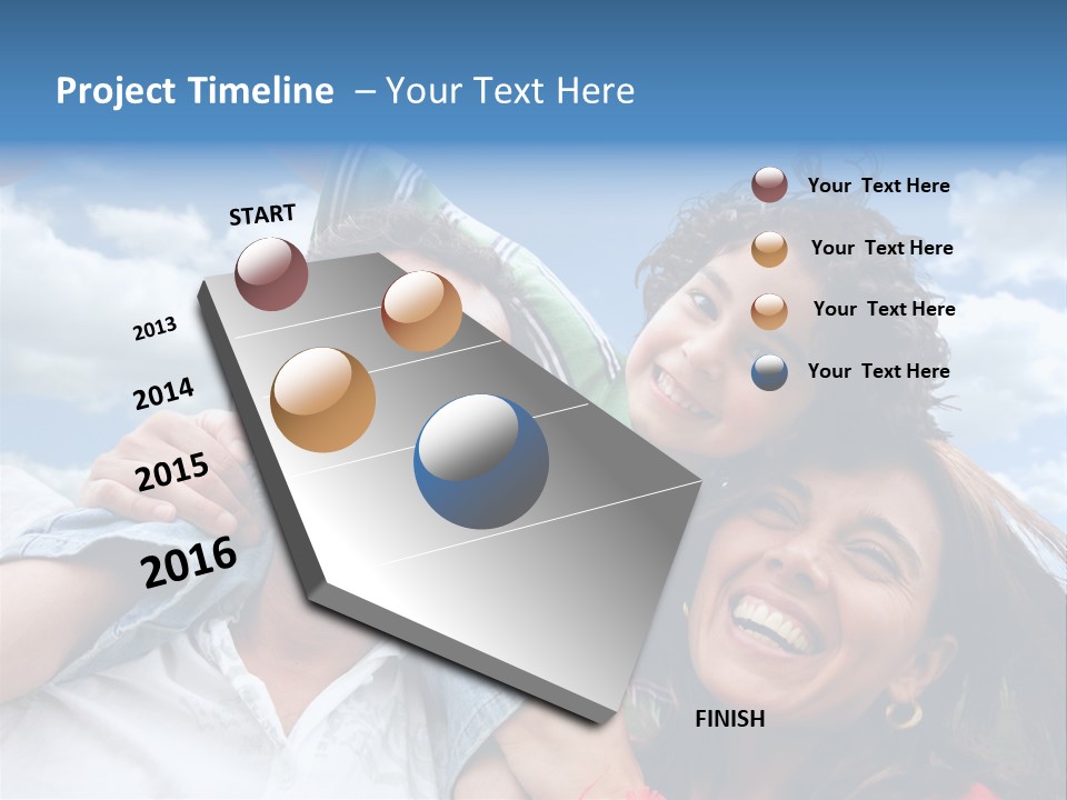 Happy Family Portrait Outdoors Smiling With A Blue Sky PowerPoint Template