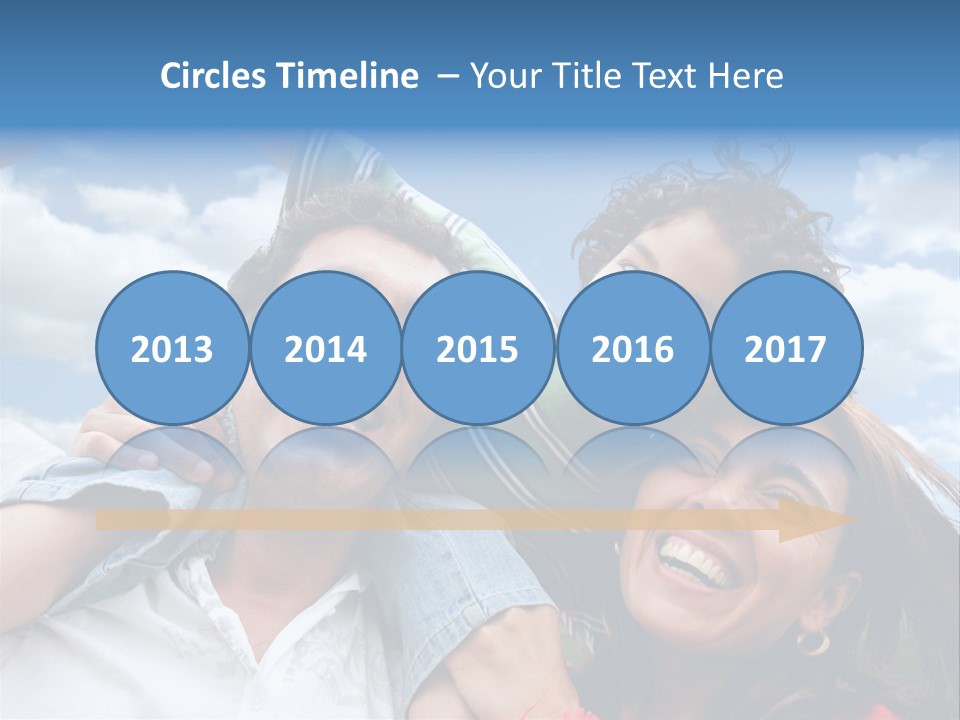 Happy Family Portrait Outdoors Smiling With A Blue Sky PowerPoint Template