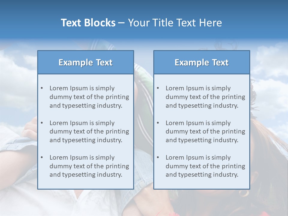 Happy Family Portrait Outdoors Smiling With A Blue Sky PowerPoint Template