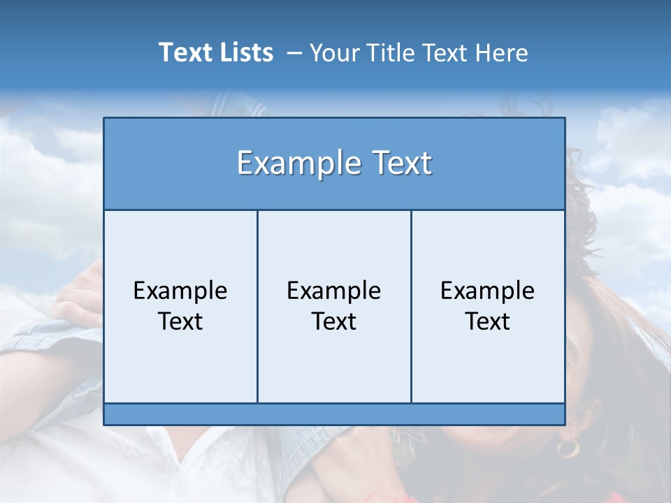 Happy Family Portrait Outdoors Smiling With A Blue Sky PowerPoint Template