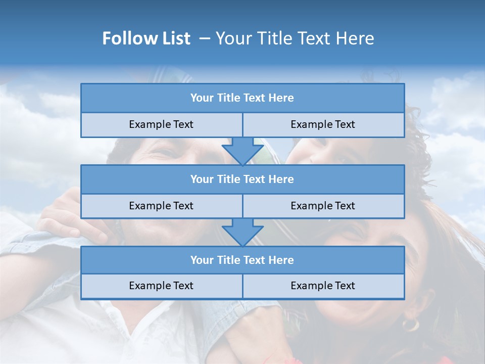 Happy Family Portrait Outdoors Smiling With A Blue Sky PowerPoint Template