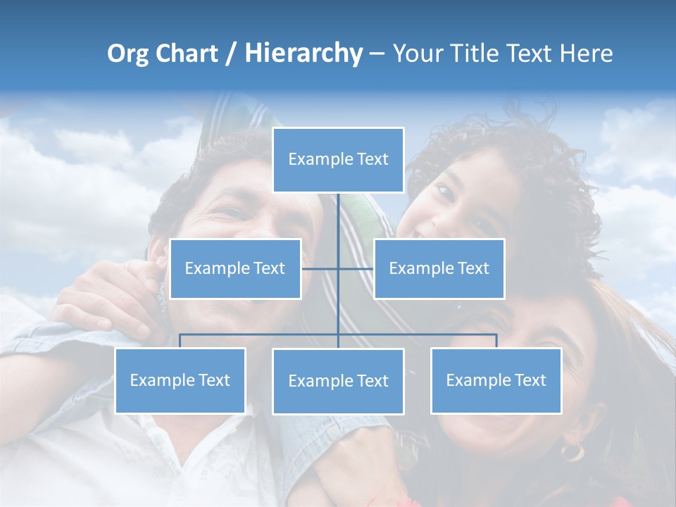Happy Family Portrait Outdoors Smiling With A Blue Sky PowerPoint Template