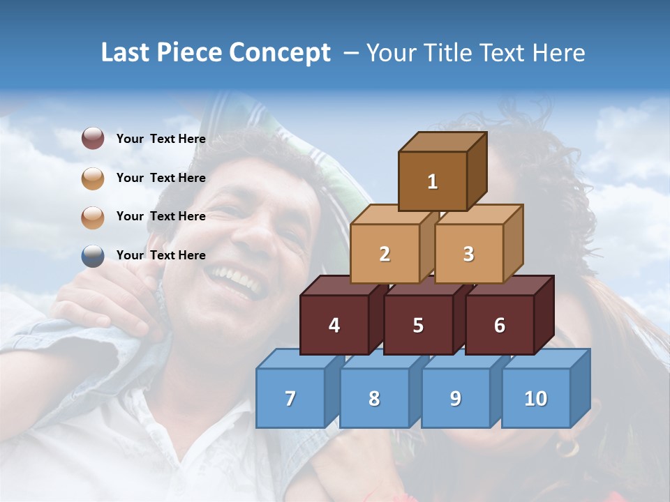 Happy Family Portrait Outdoors Smiling With A Blue Sky PowerPoint Template