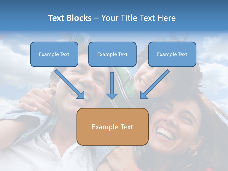 Happy Family Portrait Outdoors Smiling With A Blue Sky PowerPoint Template