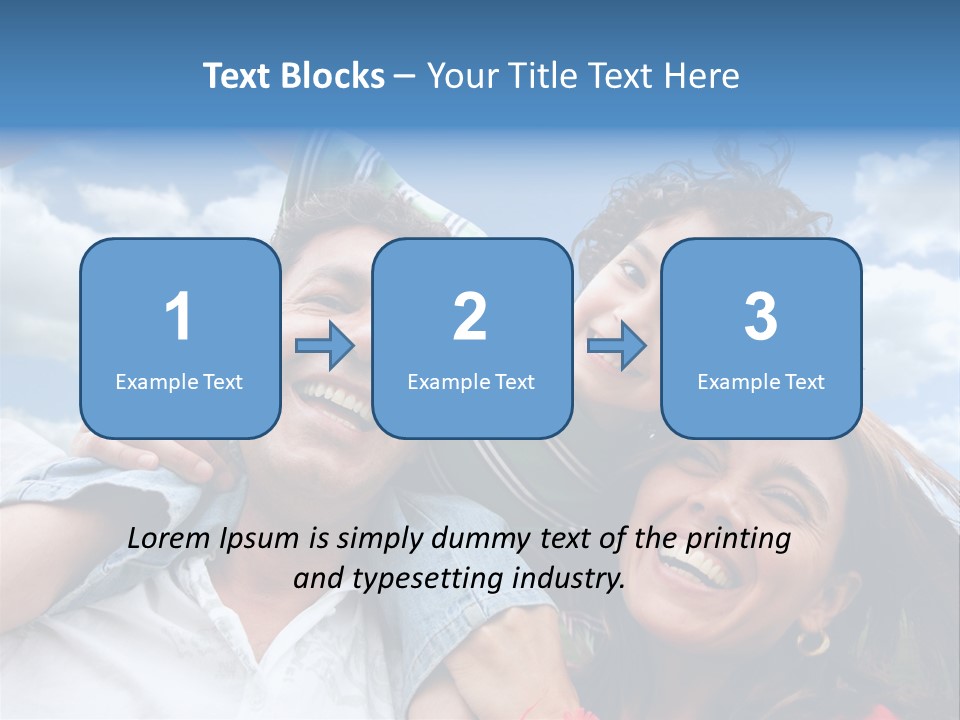 Happy Family Portrait Outdoors Smiling With A Blue Sky PowerPoint Template