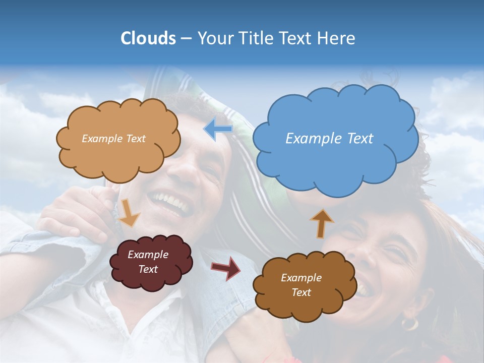 Happy Family Portrait Outdoors Smiling With A Blue Sky PowerPoint Template