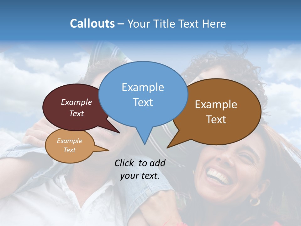 Happy Family Portrait Outdoors Smiling With A Blue Sky PowerPoint Template