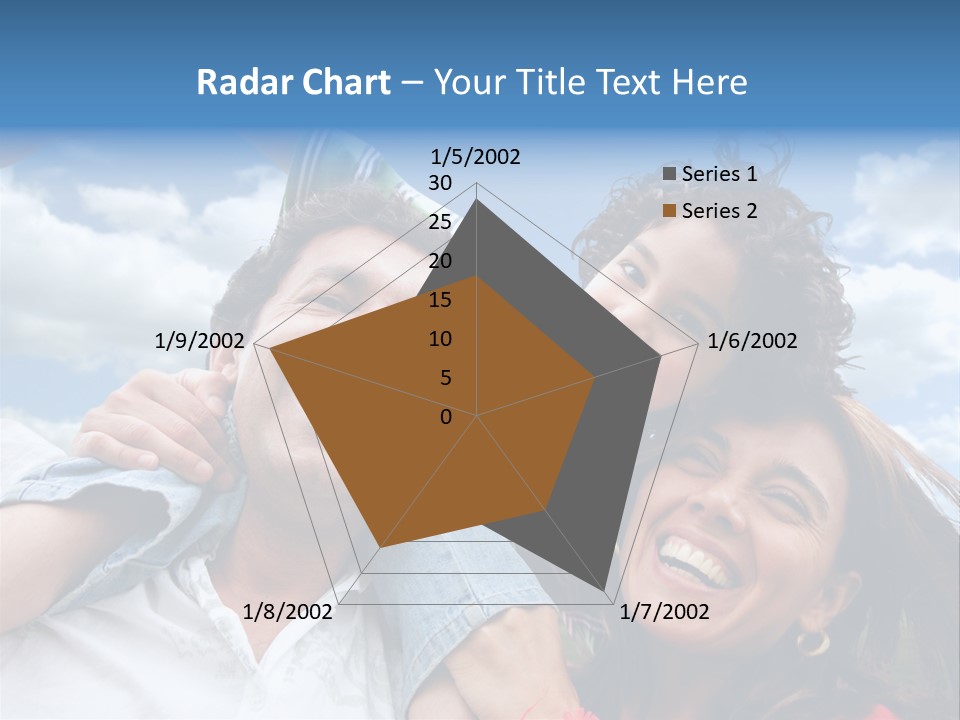 Happy Family Portrait Outdoors Smiling With A Blue Sky PowerPoint Template