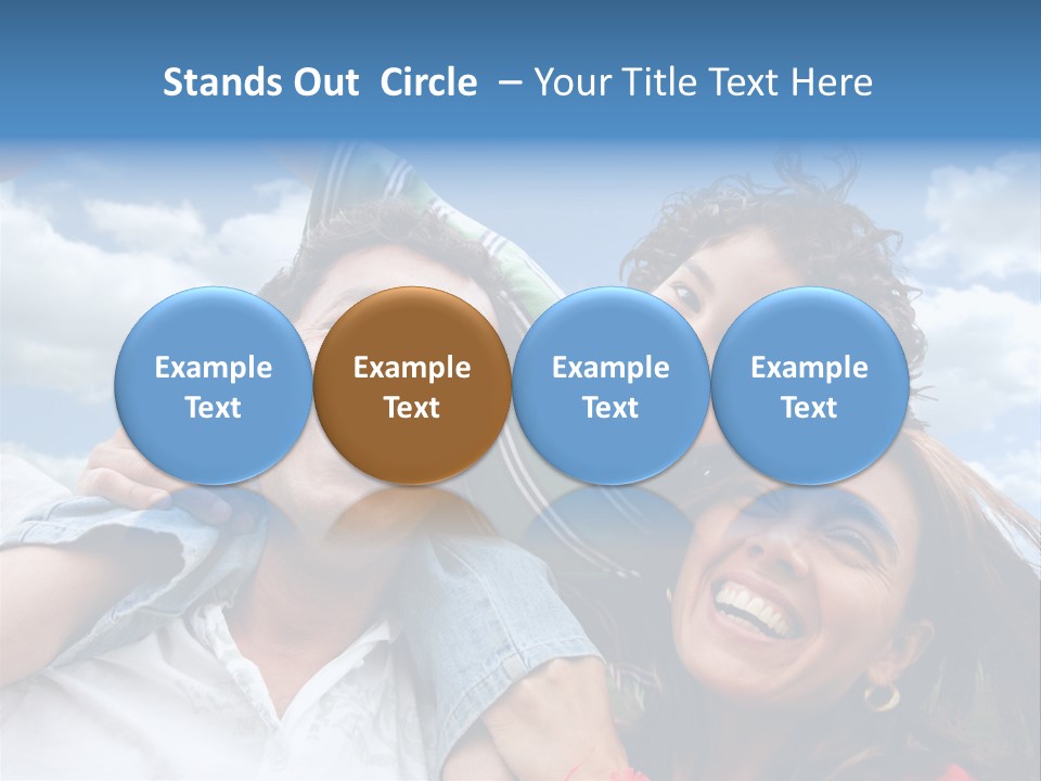 Happy Family Portrait Outdoors Smiling With A Blue Sky PowerPoint Template