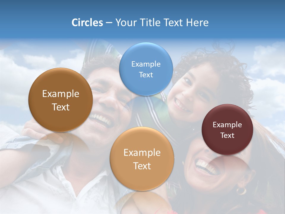 Happy Family Portrait Outdoors Smiling With A Blue Sky PowerPoint Template