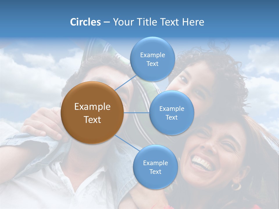 Happy Family Portrait Outdoors Smiling With A Blue Sky PowerPoint Template