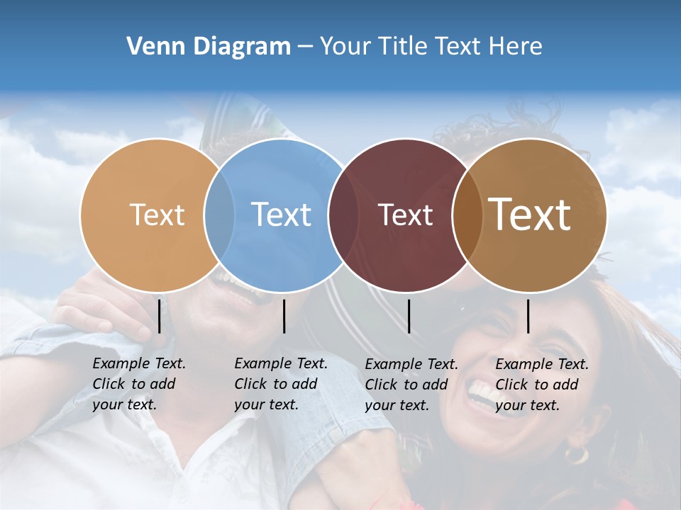 Happy Family Portrait Outdoors Smiling With A Blue Sky PowerPoint Template