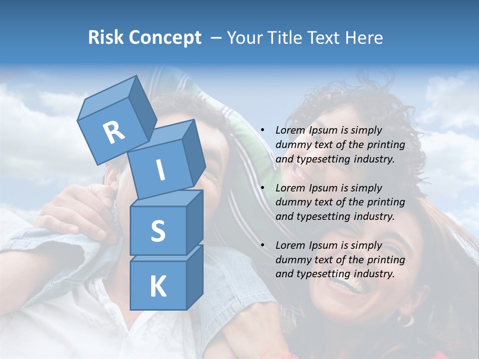 Happy Family Portrait Outdoors Smiling With A Blue Sky PowerPoint Template