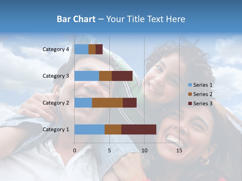 Happy Family Portrait Outdoors Smiling With A Blue Sky PowerPoint Template
