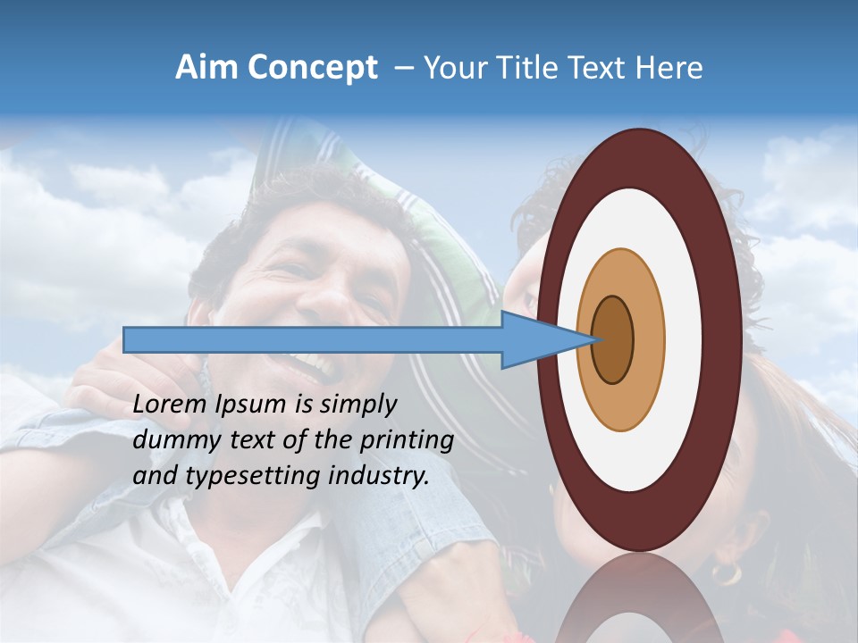 Happy Family Portrait Outdoors Smiling With A Blue Sky PowerPoint Template