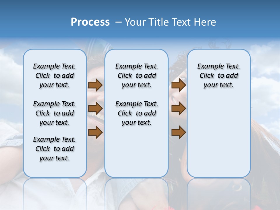 Happy Family Portrait Outdoors Smiling With A Blue Sky PowerPoint Template