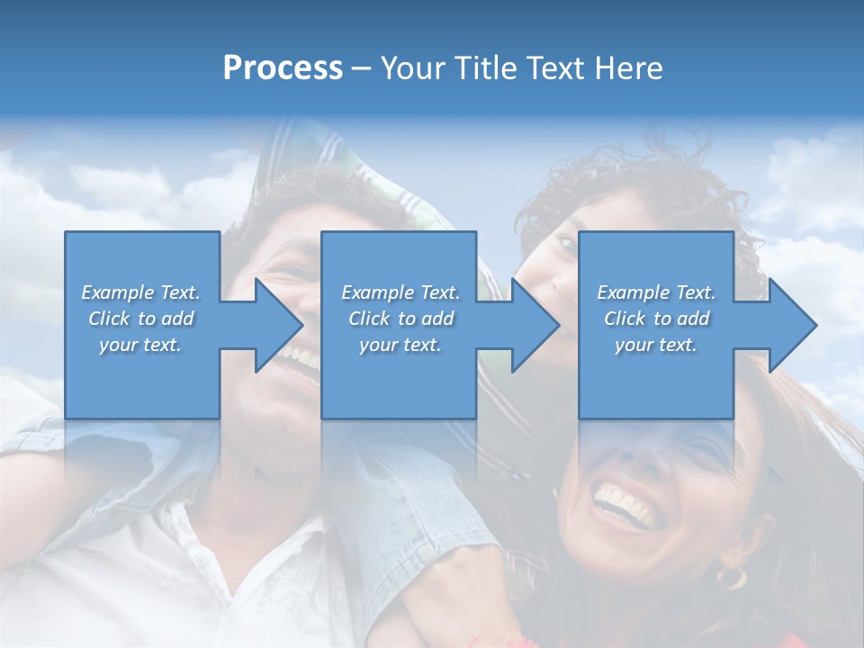 Happy Family Portrait Outdoors Smiling With A Blue Sky PowerPoint Template