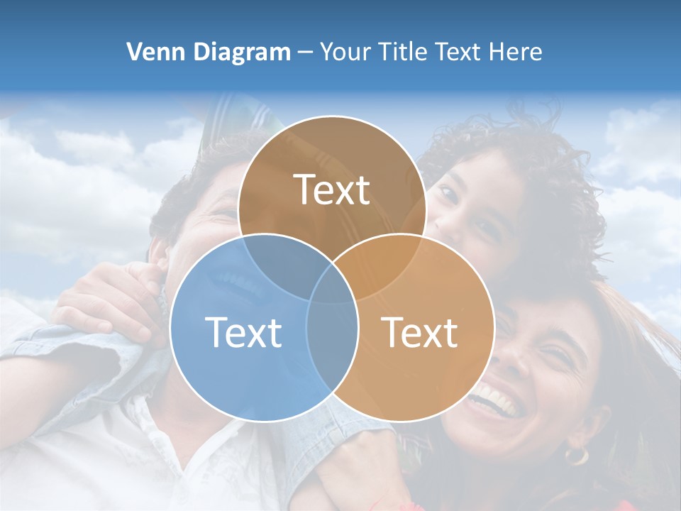 Happy Family Portrait Outdoors Smiling With A Blue Sky PowerPoint Template