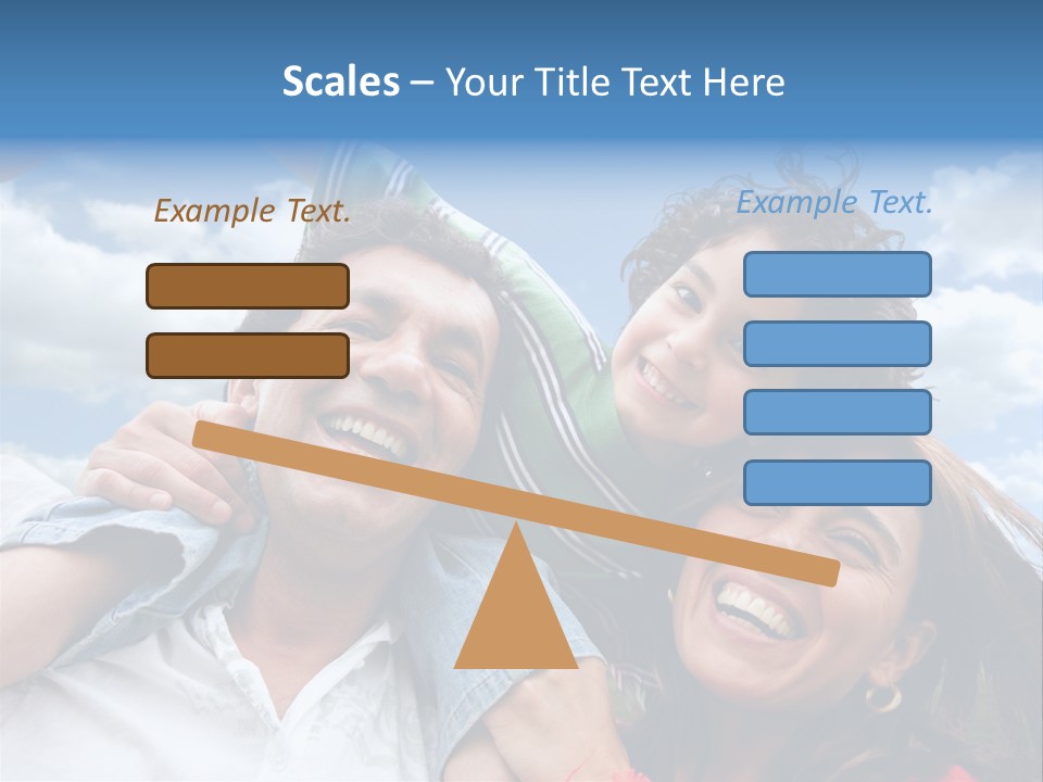 Happy Family Portrait Outdoors Smiling With A Blue Sky PowerPoint Template