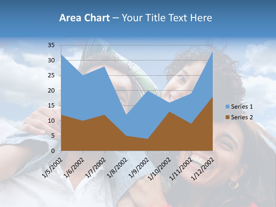 Happy Family Portrait Outdoors Smiling With A Blue Sky PowerPoint Template