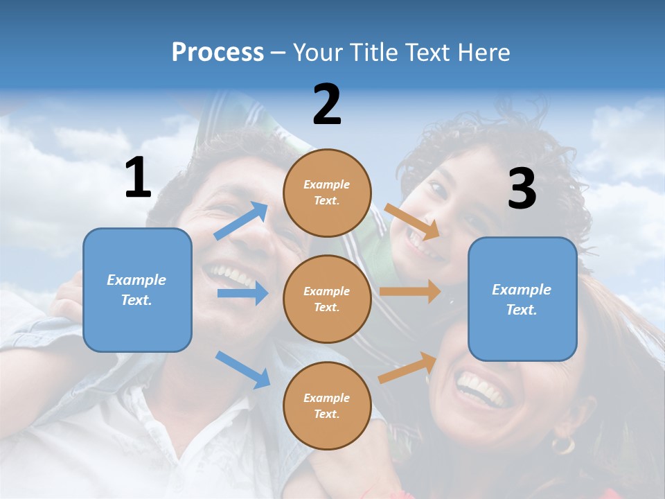 Happy Family Portrait Outdoors Smiling With A Blue Sky PowerPoint Template