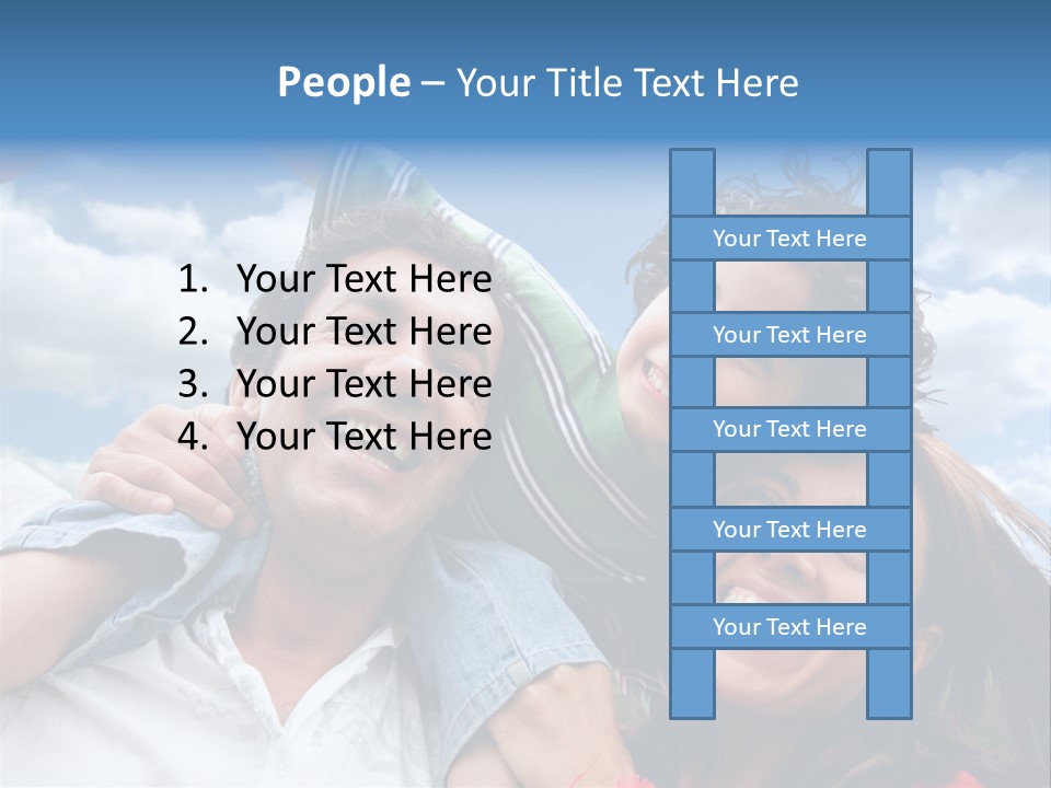 Happy Family Portrait Outdoors Smiling With A Blue Sky PowerPoint Template