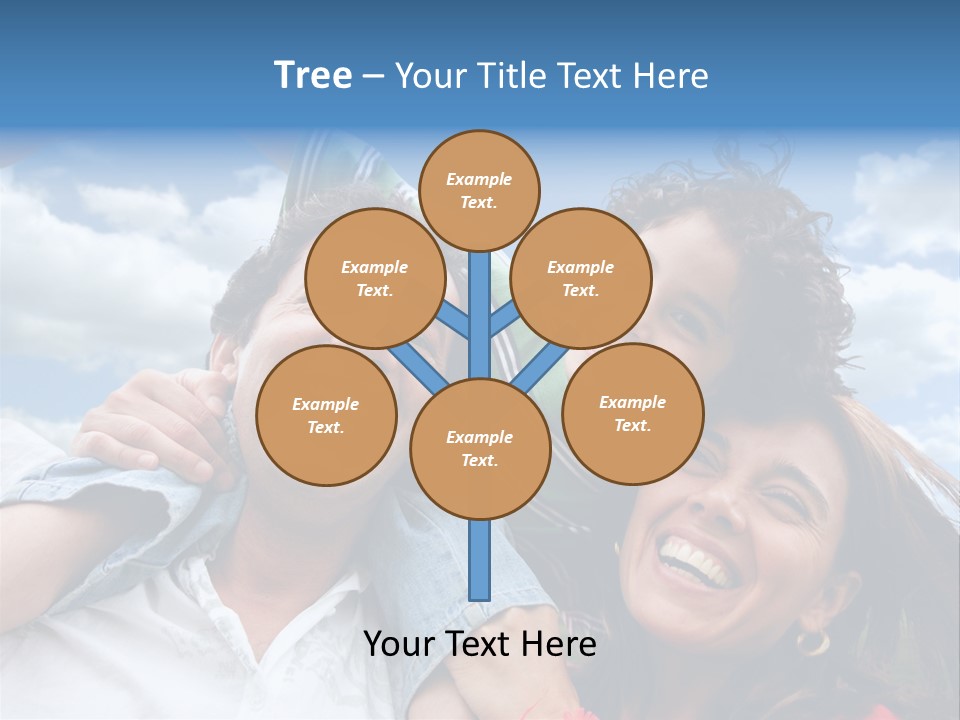 Happy Family Portrait Outdoors Smiling With A Blue Sky PowerPoint Template