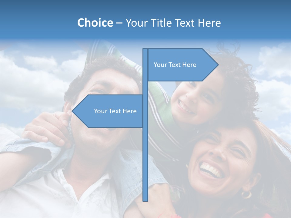 Happy Family Portrait Outdoors Smiling With A Blue Sky PowerPoint Template