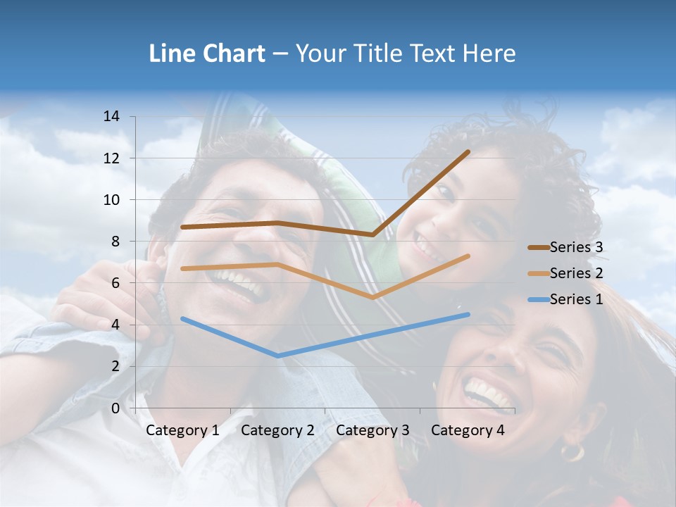 Happy Family Portrait Outdoors Smiling With A Blue Sky PowerPoint Template
