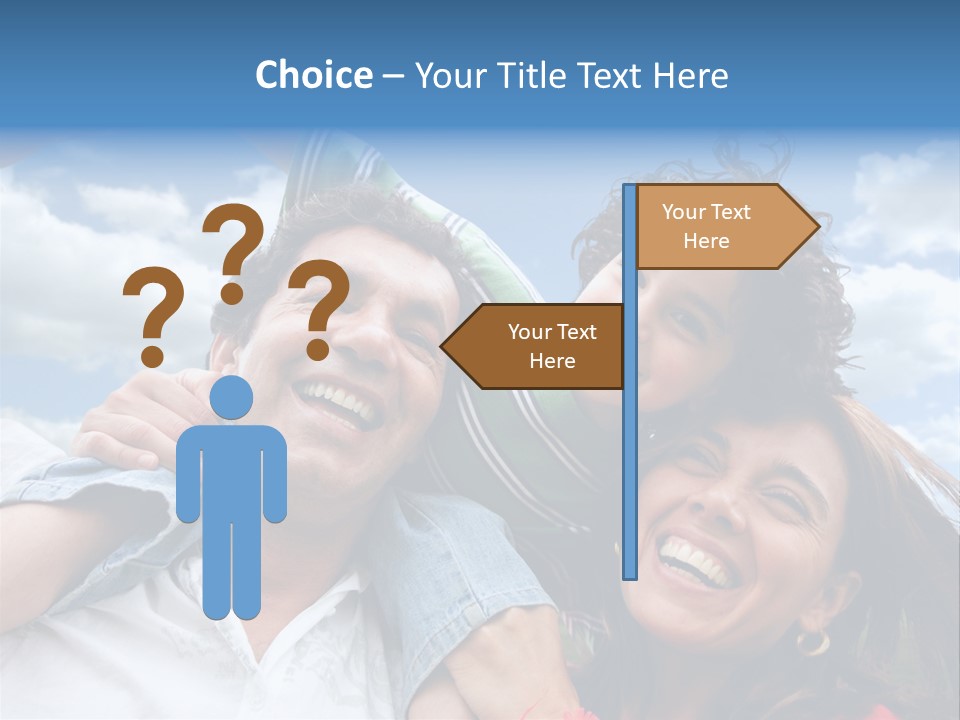 Happy Family Portrait Outdoors Smiling With A Blue Sky PowerPoint Template