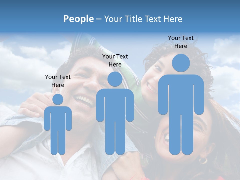Happy Family Portrait Outdoors Smiling With A Blue Sky PowerPoint Template