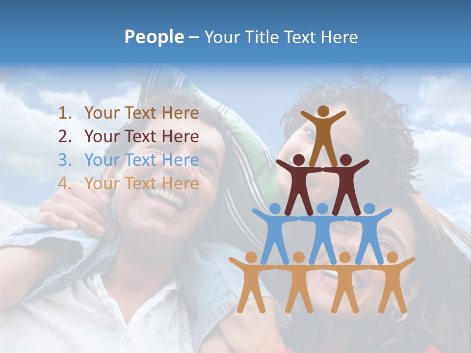 Happy Family Portrait Outdoors Smiling With A Blue Sky PowerPoint Template