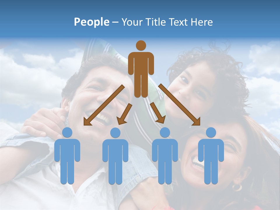 Happy Family Portrait Outdoors Smiling With A Blue Sky PowerPoint Template