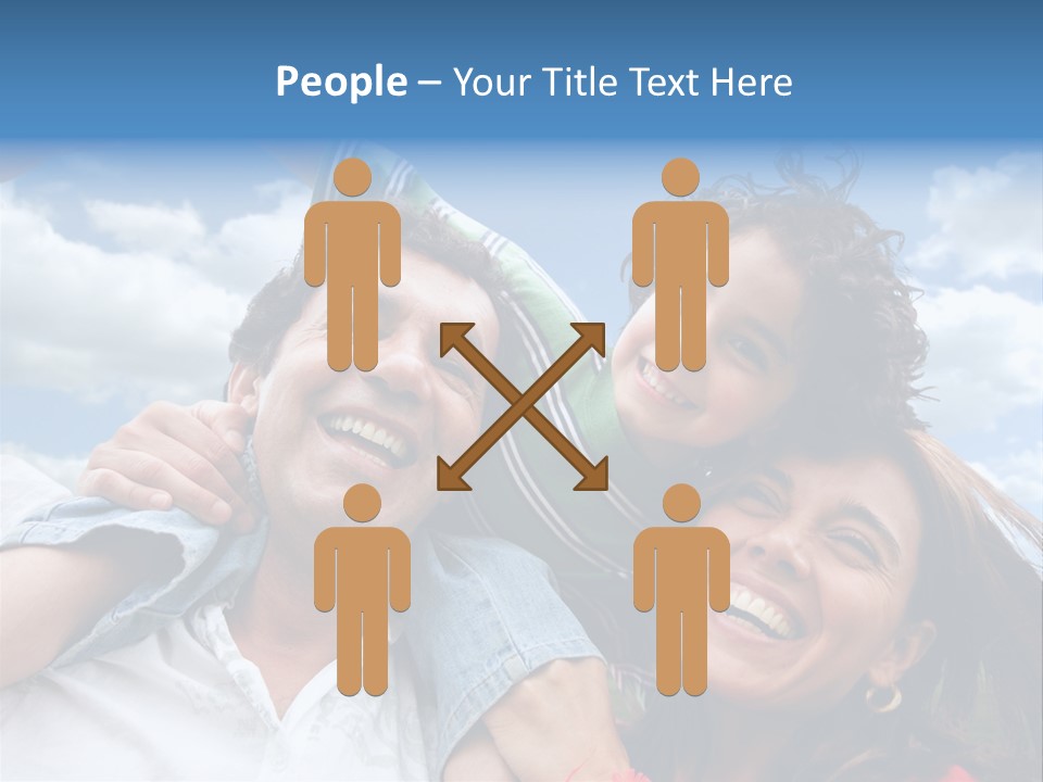 Happy Family Portrait Outdoors Smiling With A Blue Sky PowerPoint Template