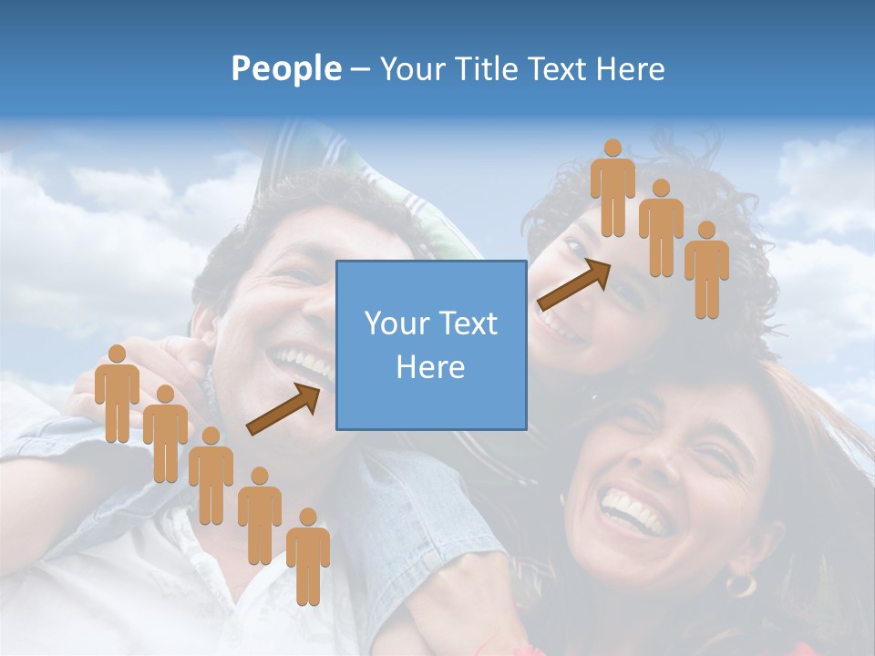 Happy Family Portrait Outdoors Smiling With A Blue Sky PowerPoint Template