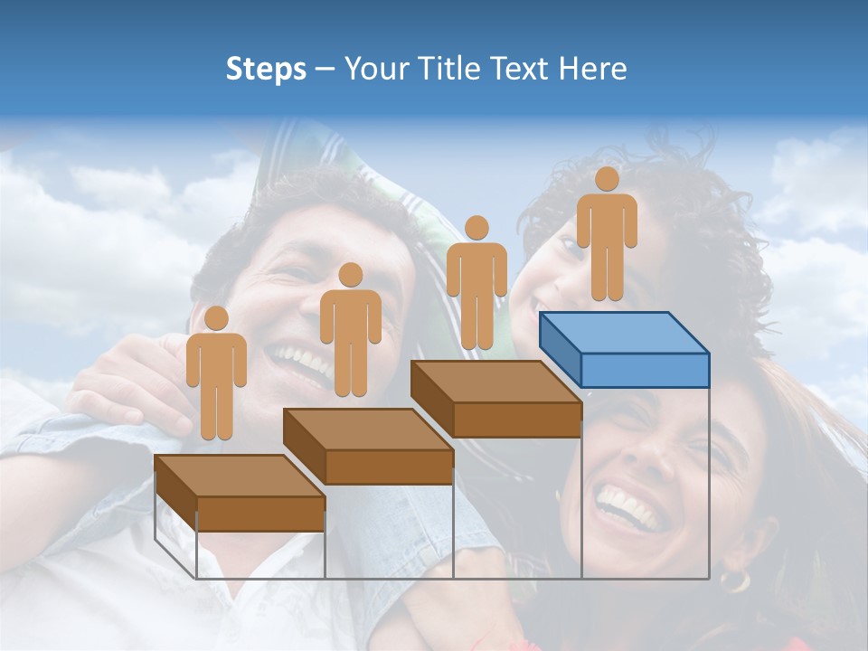 Happy Family Portrait Outdoors Smiling With A Blue Sky PowerPoint Template