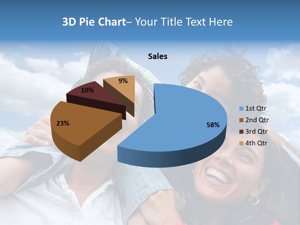 Happy Family Portrait Outdoors Smiling With A Blue Sky PowerPoint Template