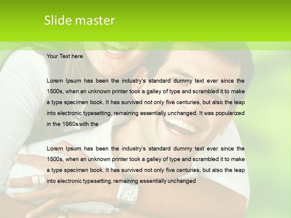 Happy Couple Smiling Outdoors PowerPoint Template