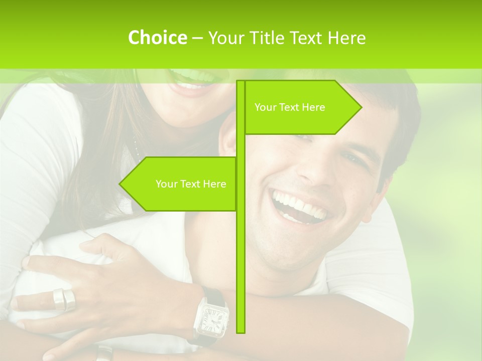 Happy Couple Smiling Outdoors PowerPoint Template