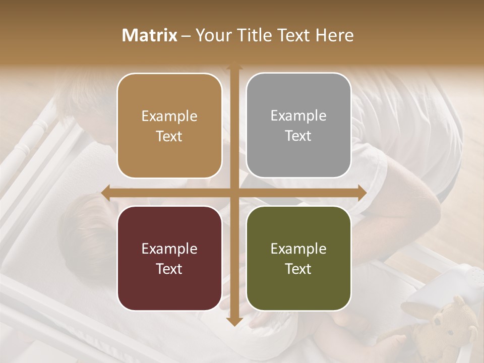 A Young Father Is Changing His Baby Daughter's Diaper. They Are Looking At Each Other. Square Framed Shot. PowerPoint Template